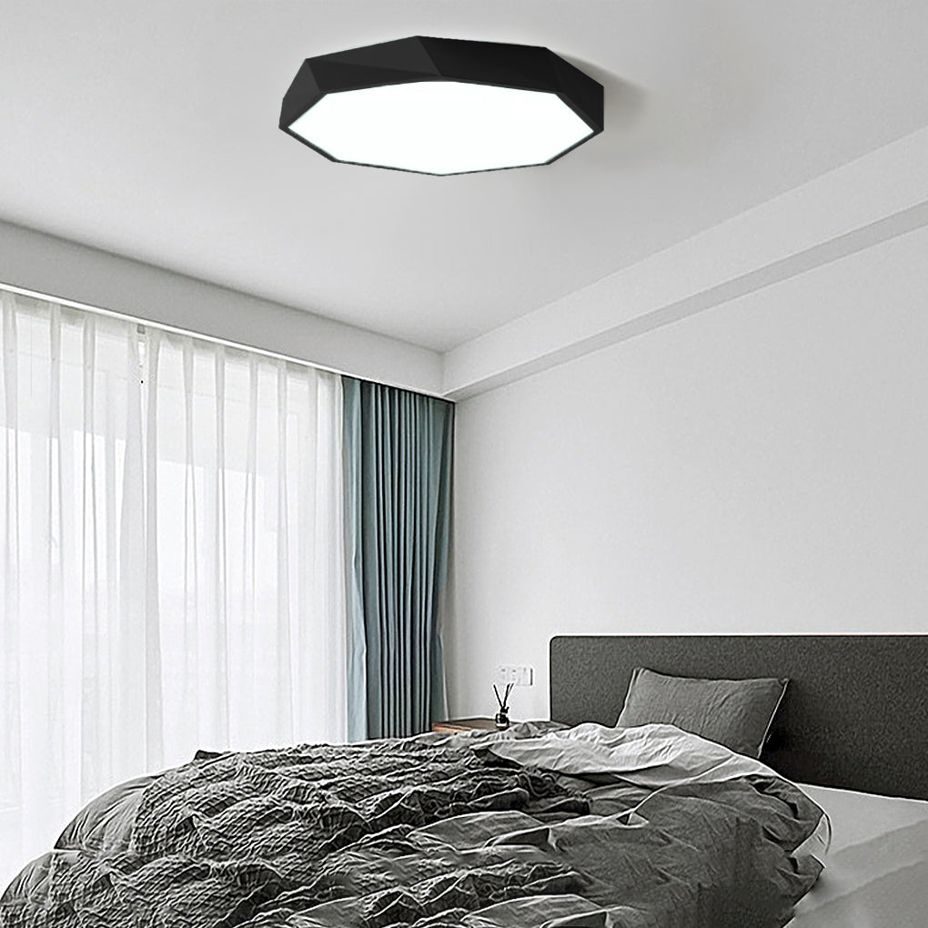 Geometric LED Flush-Mount Ceiling Light — Metal & PVC, 20W, Dimmable with Remote, 3000K–6000K, 20" Diameter