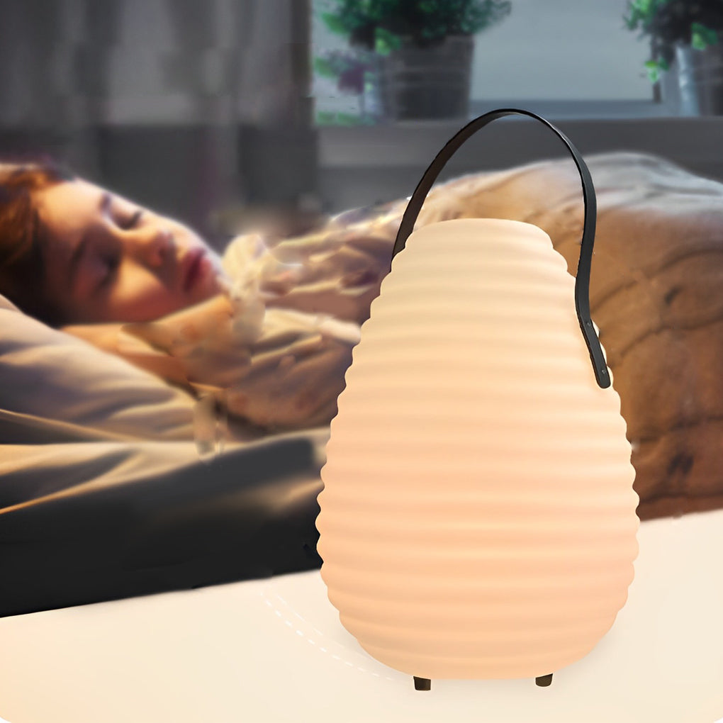 Round Portable Outdoor Lantern — PE, LED, USB Rechargeable, IP65, Timer, Remote Control, 10" × 15"