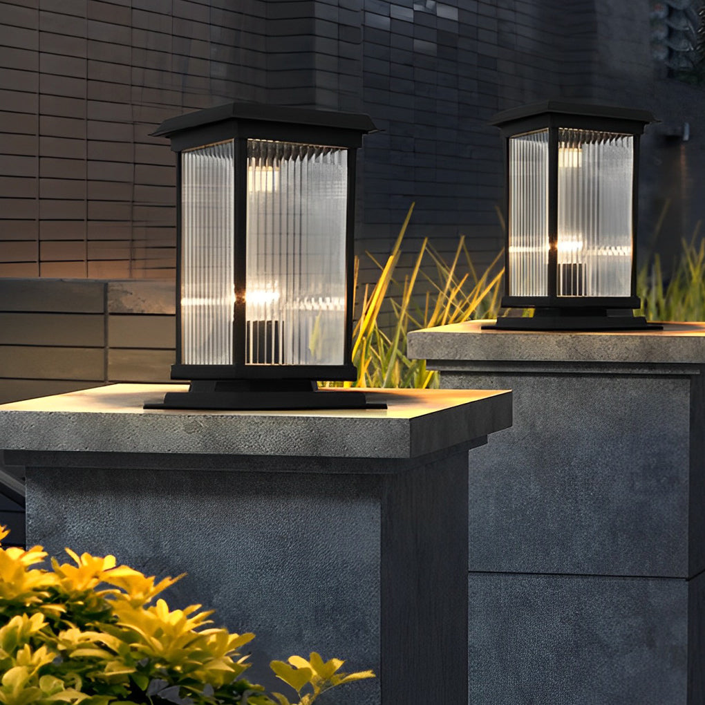 Modern Retro Solar Fence Post Light — Matte Black Aluminum and Glass, LED, Waterproof