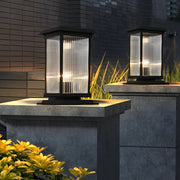 Modern Retro Solar Fence Post Light — Matte Black Aluminum and Glass, LED, Waterproof