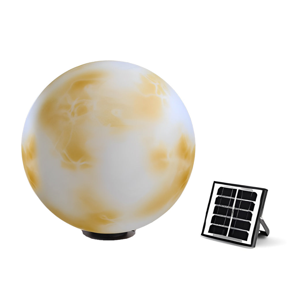 Moon Globe Outdoor Pier-Mount Post Light — Black Base, White Plastic Globe, Solar / Hardwired, IP55, Remote Control