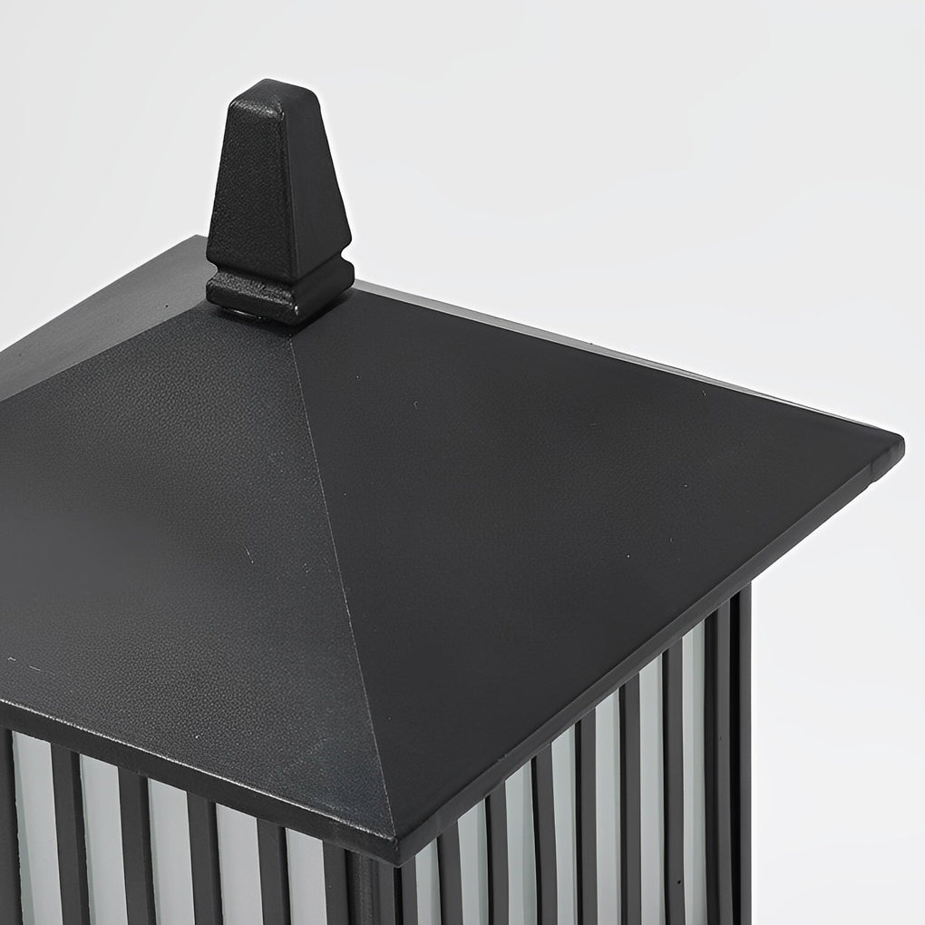 Modern Retro Outdoor Wall Sconce — Black, Die-Cast Aluminum, Frosted Glass, Solar/Wired, LED, 3-Step Dimming, Weatherproof
