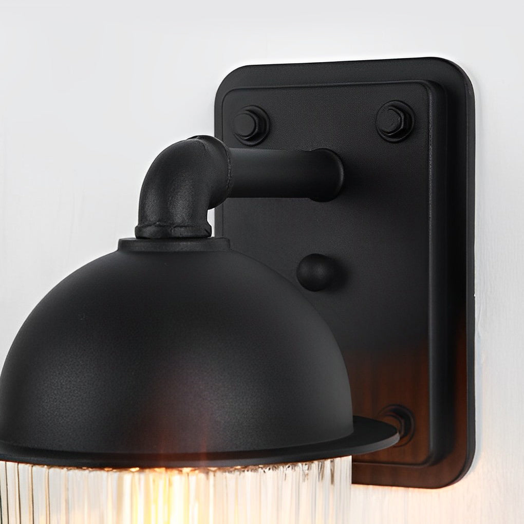 Glass Ball Outdoor Wall Sconce — Matte Black Aluminum, Waterproof, Industrial