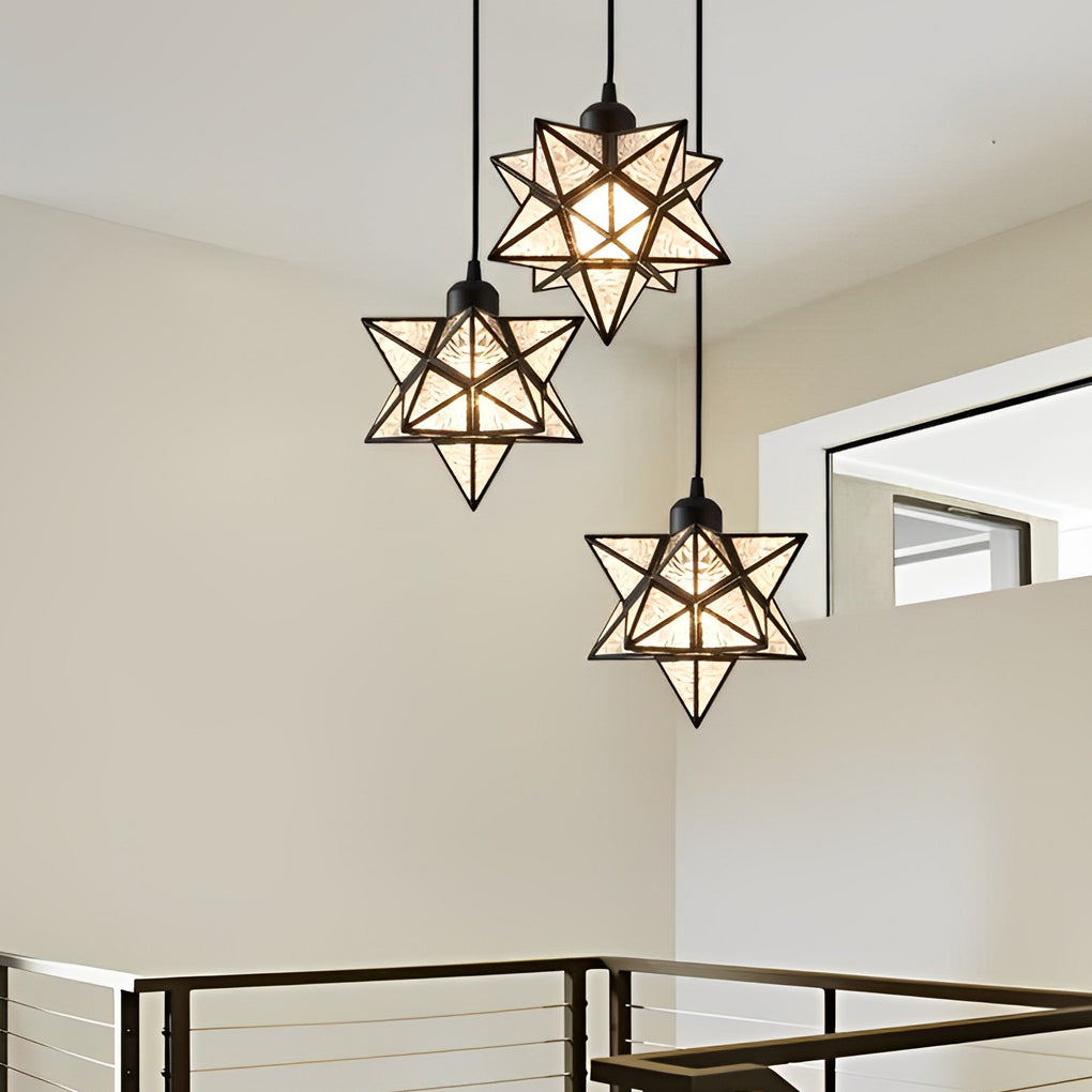 Five-Pointed Star Mini Pendant — Iron and PVC, E27, Three-Step Dimming (3000K/4500K/6000K), 7.9" Diameter