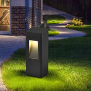Modern Aluminum LED Bollard Path Light — Black, Front-Slide Design, IP65, Hardwired, 3000K / 6000K
