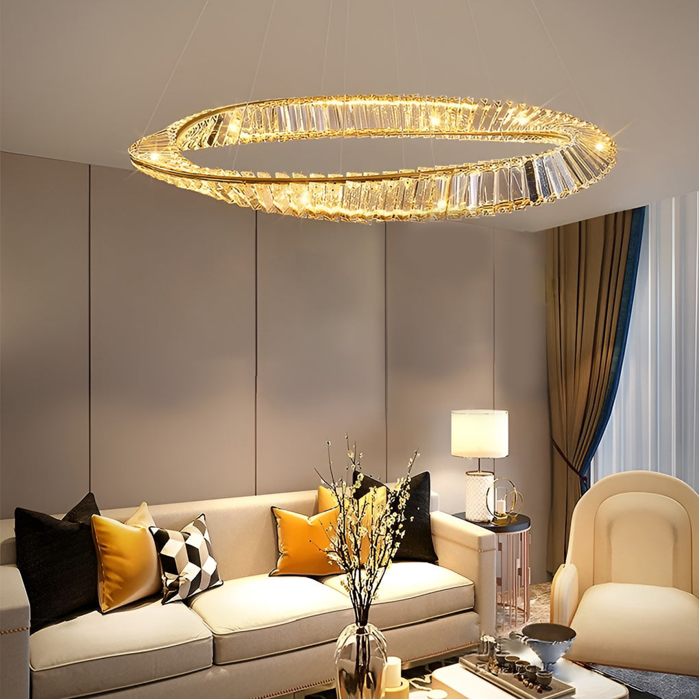 Modern Crystal Chandelier — Stainless Steel, Electroplated Finish, Stepless Dimming, Remote Control