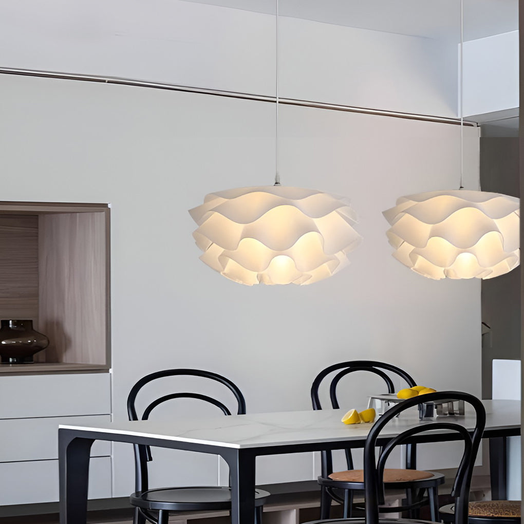 Flower-Shape Chandelier — White Acrylic, Three-Step Dimming LED, 3000K–6000K