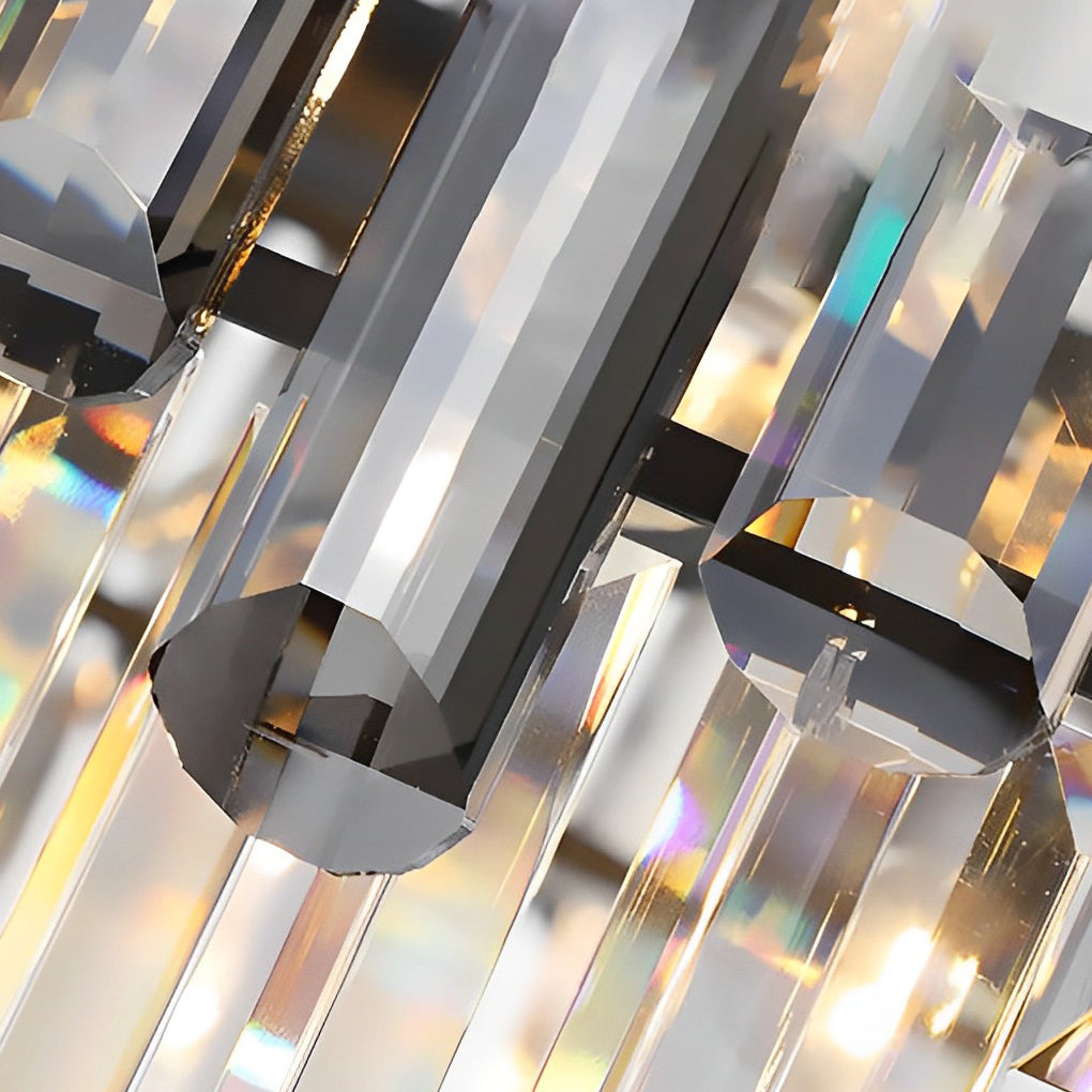 Postmodern Rectangular Crystal Chandelier — Iron and Crystal, Three-Step Dimming LED, E14, 3000K/4500K/6000K