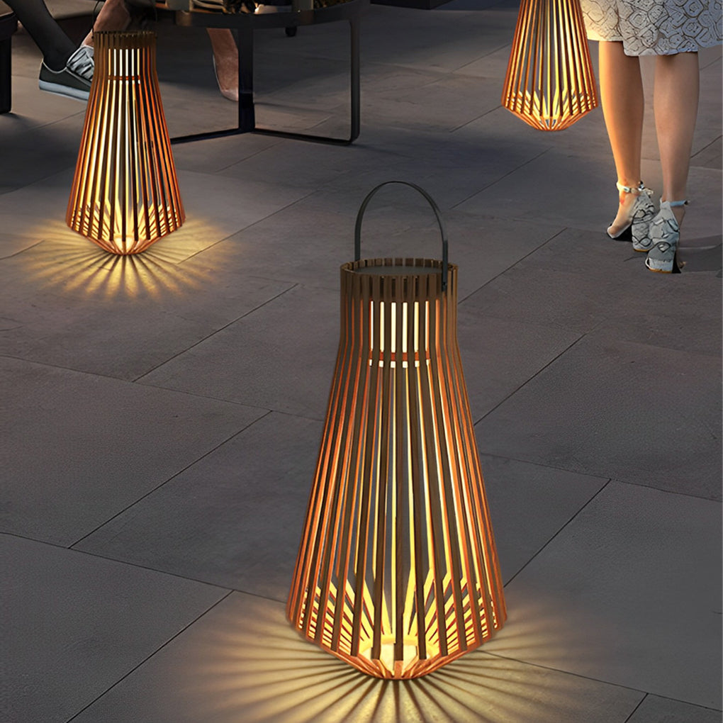 Rustic Modern Solar Portable Lantern — Stainless Steel, LED 3000K, 180° Rotating Handle, IP65, 15" × 27"