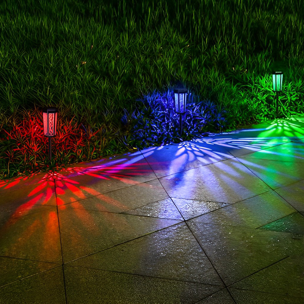 Color-Changing Solar LED Path Stake Light — ABS, IP65 Weatherproof, Auto-Charging