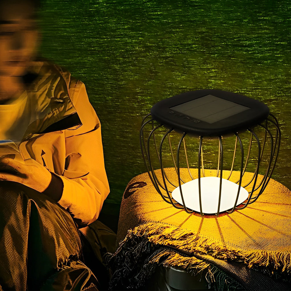 Modern Solar Outdoor Lantern — Galvanized Iron & PE, LED 1W, 3000K Warm White, IP65 Weatherproof, 16.1" × 11.8"
