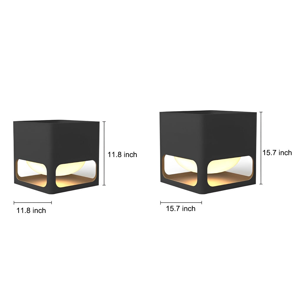 Square Flowerpot Outdoor Pillar Light — Black Stainless Steel, LED, IP65 Weatherproof, 3000K Warm White