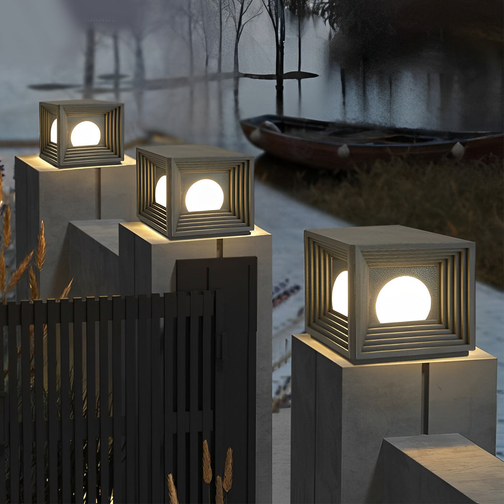 Modern Square Solar Fence Post Light — Stainless Steel & Acrylic, LED 3000K, Waterproof