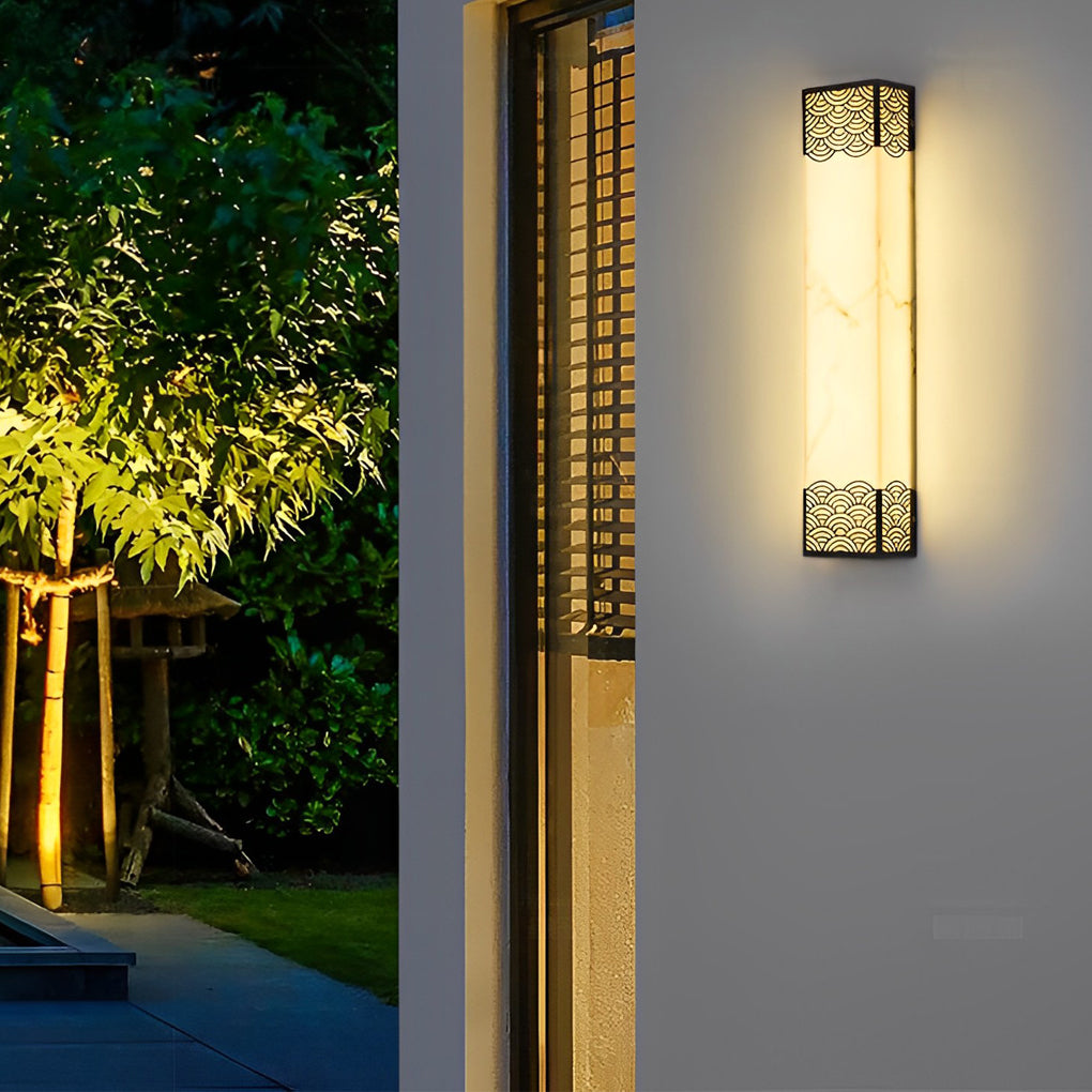 Vintage Rectangular Outdoor Wall Sconce — Stainless Steel & Resin, LED 20W, 3-Color Temperature, IP-Rated Weatherproof, 26" Height