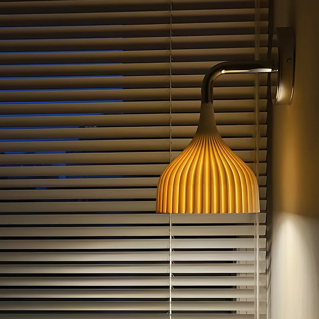 Pleated Iron Wall Sconce — White, Transparent, or Yellow, E14 5W, Modern Retro