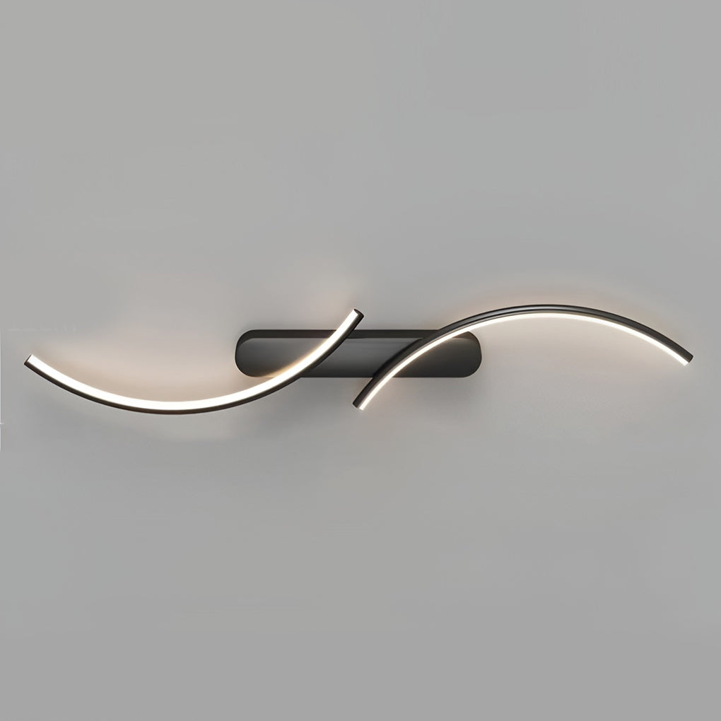 Modern S-Shaped Linear Wall Sconce — Iron and Silicone, LED, Three-Step Dimming (3000K/4500K/6000K), 8W–18W, Black / White / Gold