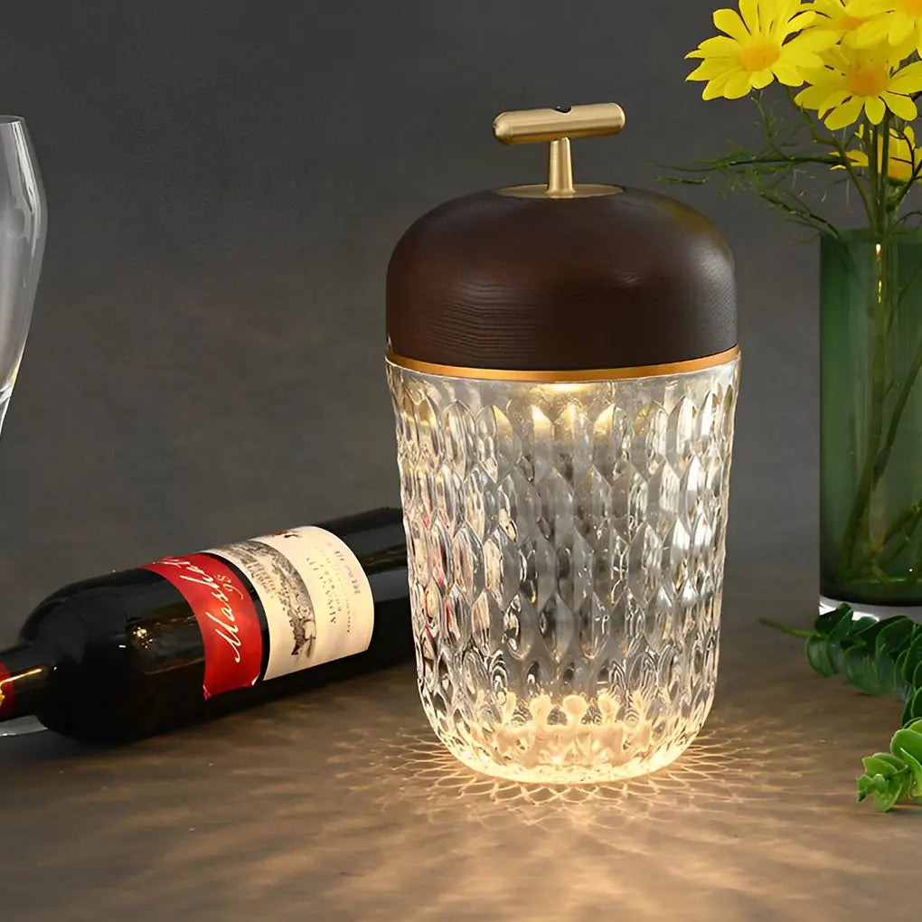 Elegant Cup-Shape Crystal Table Lamp for Ambient Glass Lighting Luxe