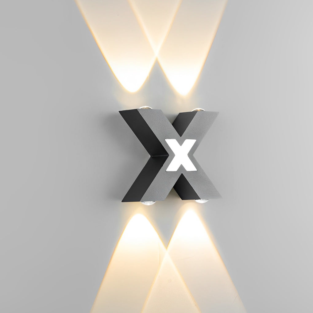 Modern Black X-Shaped Waterproof LED Outdoor Wall Lamp - Creative Exterior Lighting