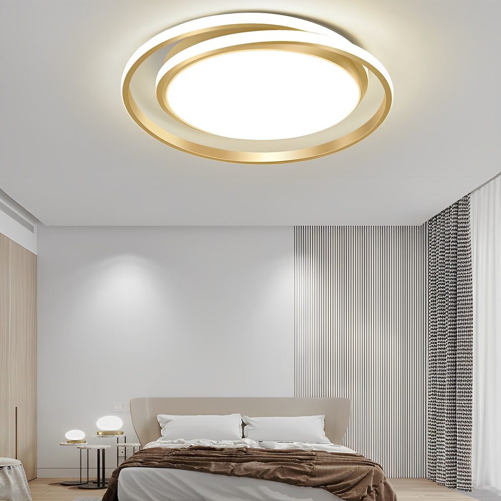 Circular LED Flush-Mount Ceiling Light — Aluminum & Acrylic, 22" Diameter, 55W, Stepless Dimming, Remote Control, 3000K–6000K