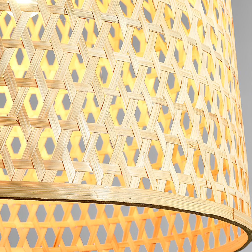 Round Hand-Woven Bamboo Pendant Light — Burlywood, E26/E27, 20" or 24" Diameter