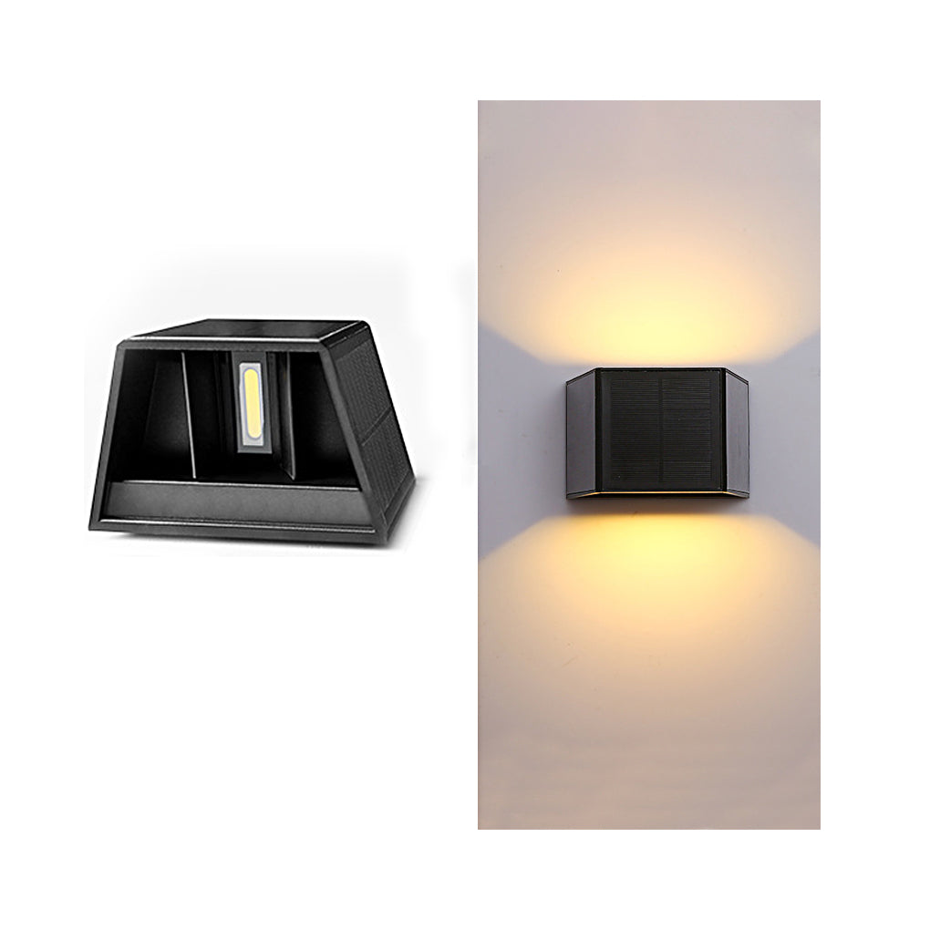 Modern Black Solar Up/Down Outdoor Wall Sconce — PVC & Acrylic, LED 3000K, IP54, 5W Panel