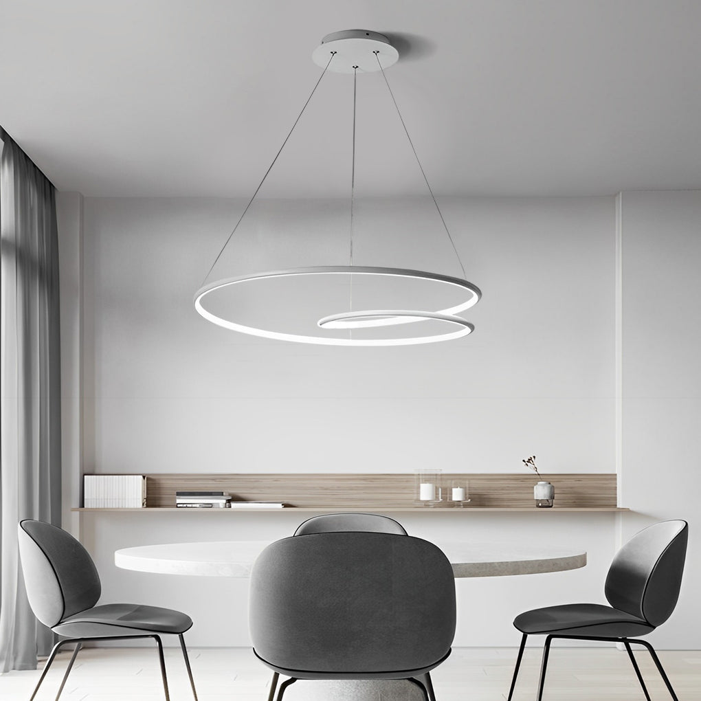 Circular Loop Modern Chandelier — Aluminum, LED, Stepless Dimming with Remote, 19.7" or 23.6"