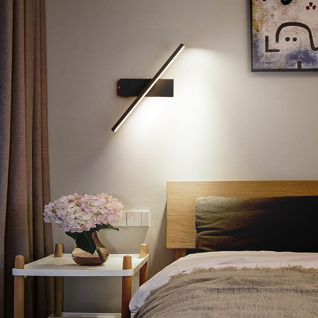 330° Rotatable Linear LED Wall Sconce — Aluminum & Iron, Black or White, 12" or 20"