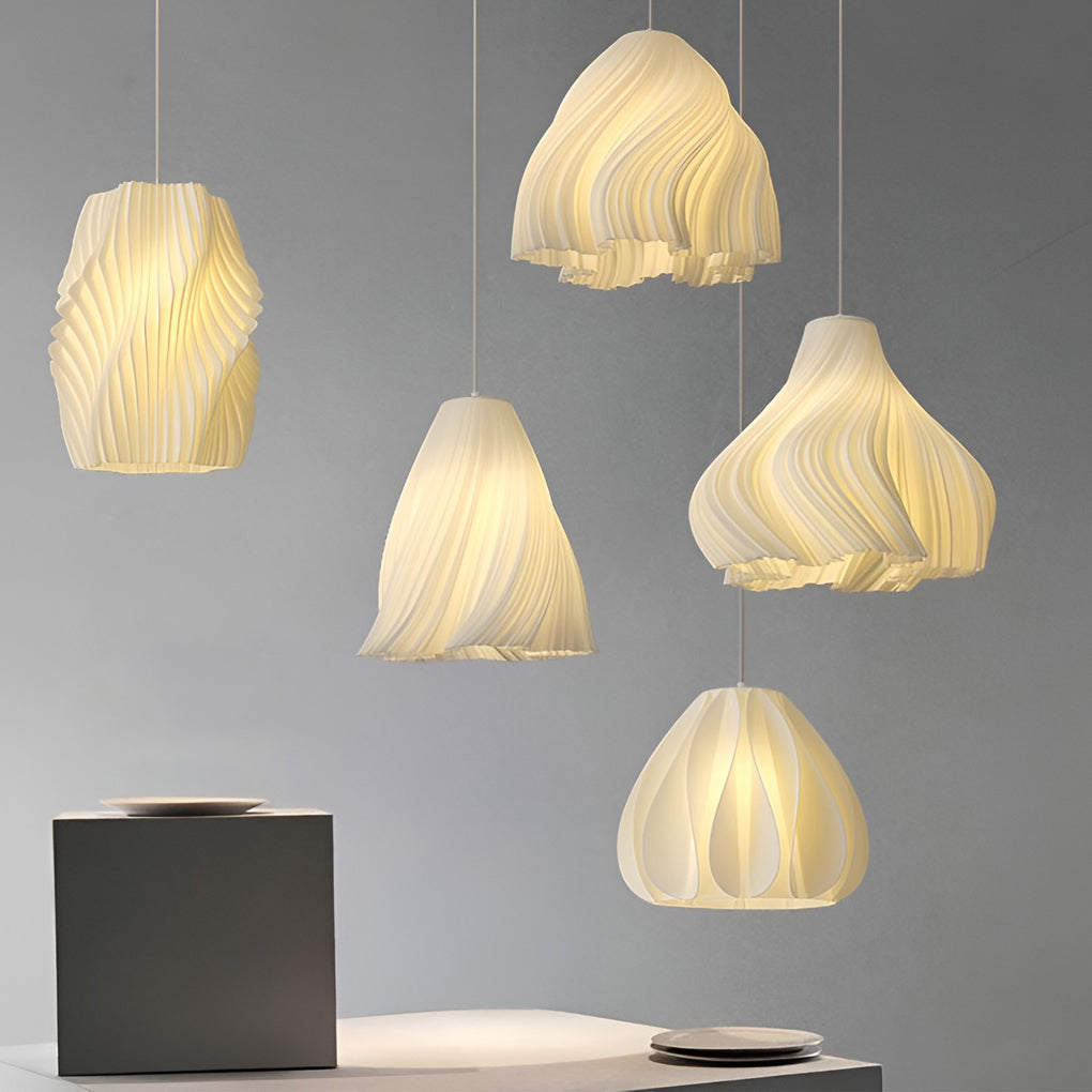 3D-Printed Resin Pendant Light — 16W, 3000K Warm White, Adjustable 78.7" Cord