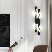 Flame Hollow Up/Down Wall Sconce — Metal and Acrylic, LED, 4" × 26", Black or Titanium Gold