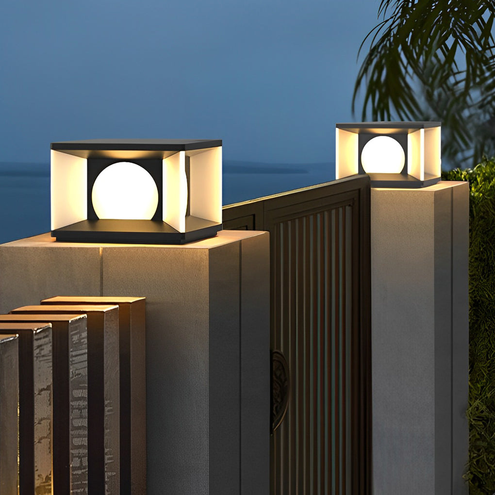 Modern Square Solar Post Cap Light — Stainless Steel, LED, IP65 Weatherproof, 3000K Warm White