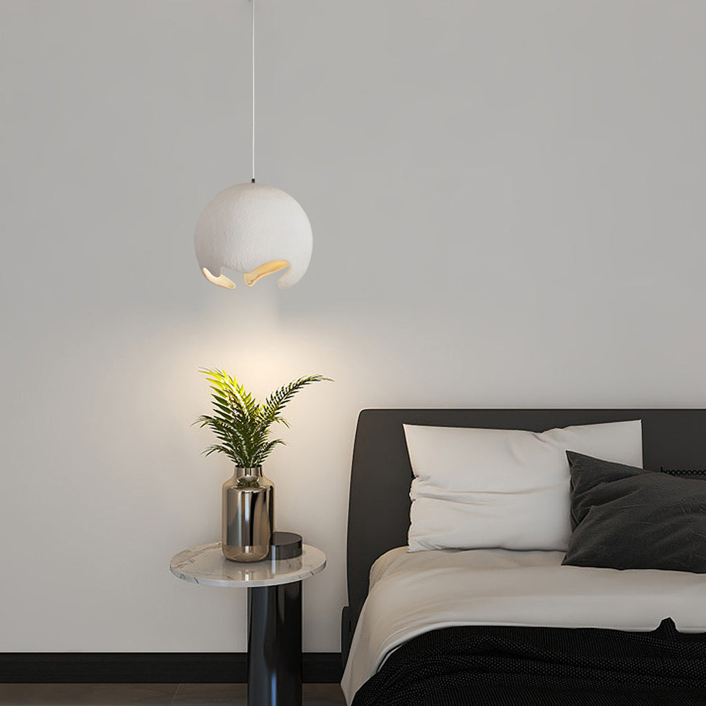Irregular Ball Pendant Chandelier — Resin and Iron, Creamy White, E27, 3000K Warm White, Adjustable 59" Cord