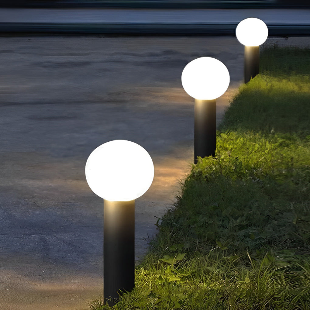 Round Ball LED Bollard Path Light — Black Stainless Steel, 3W/5W, 3000K Warm White, IP54 Weatherproof, 10" or 31.5" Height