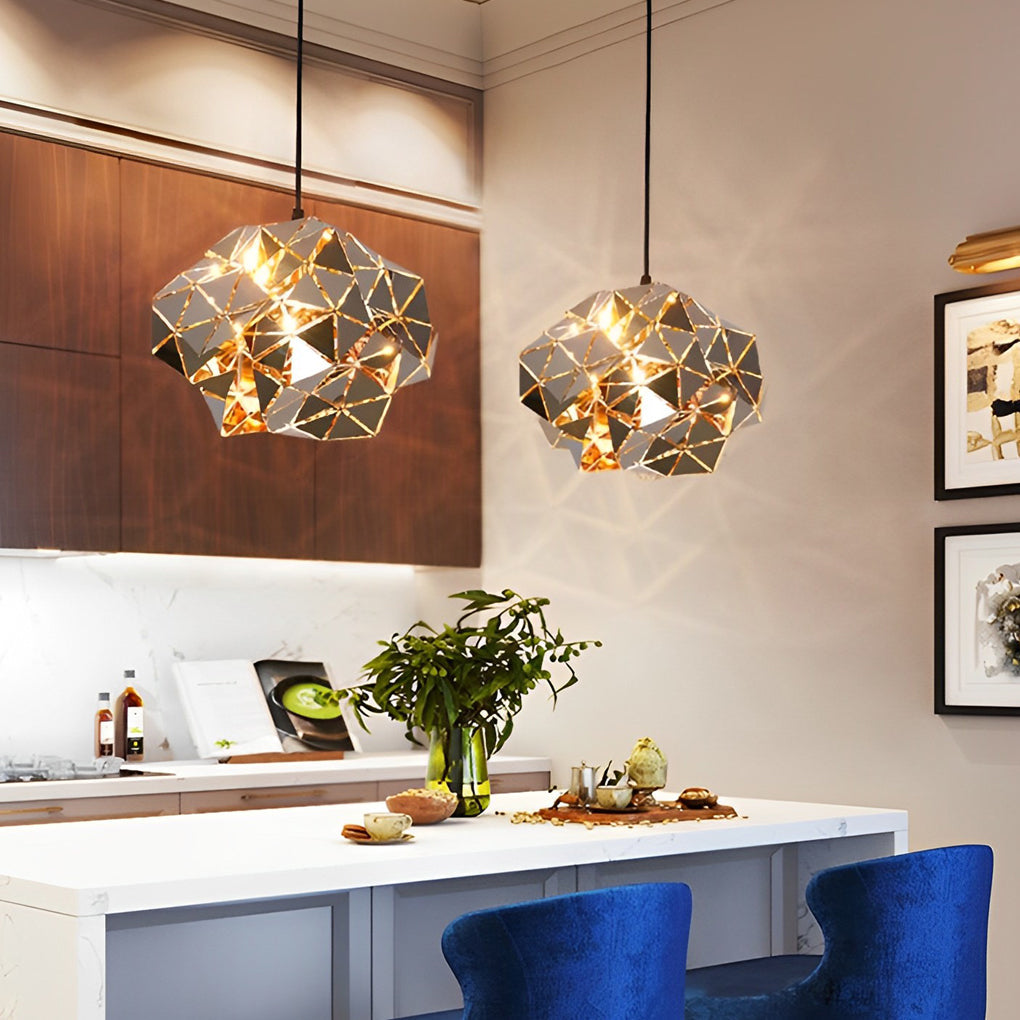Postmodern Irregular Chandelier — Hollow Stainless Steel, Hardwired, Multiple Sizes