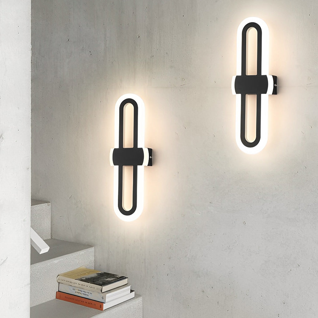 Rounded Rectangular Geometric LED Wall Sconce — Iron, 15W, 3000K / 6000K, 4.7" × 14.4"