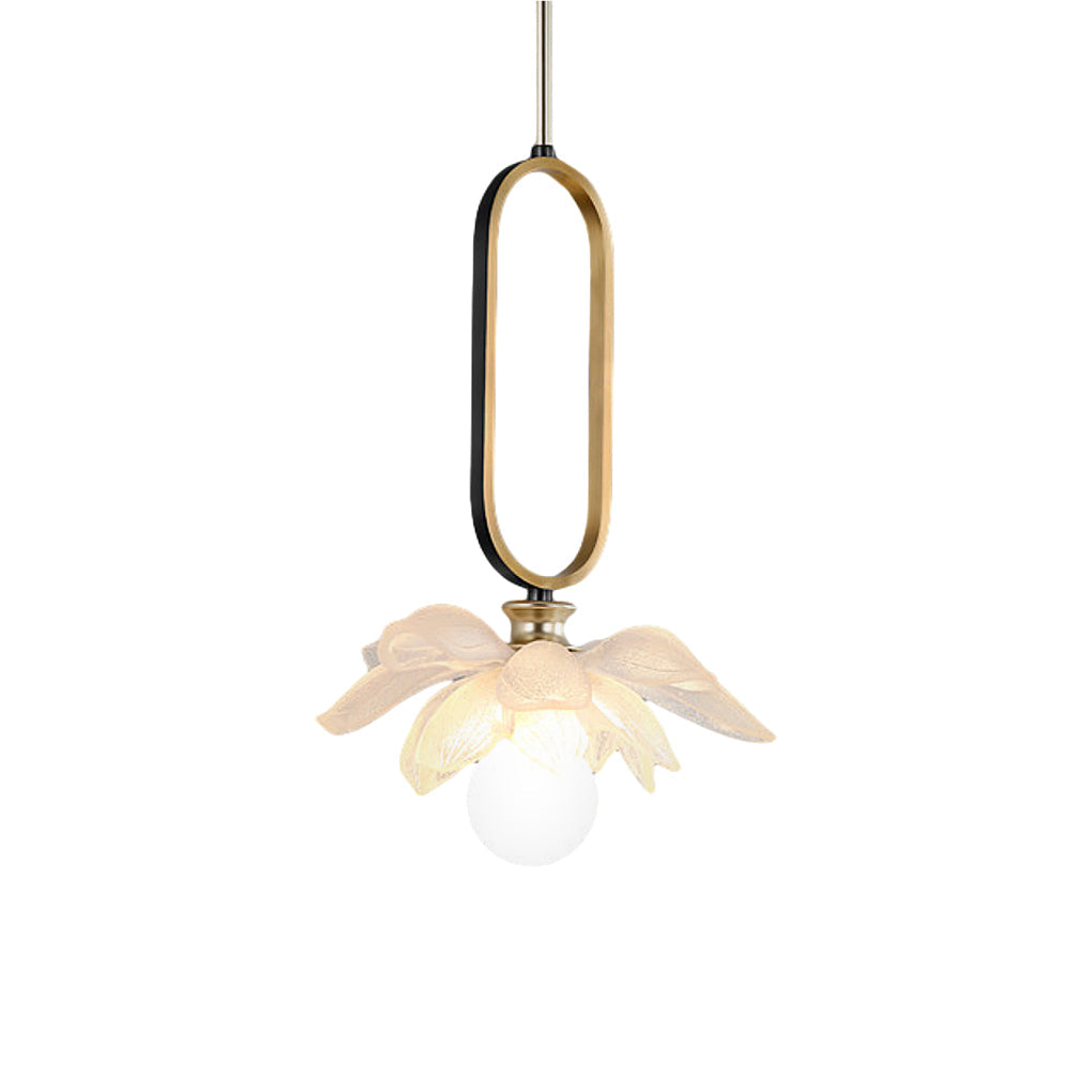 Lotus Flower Mini Pendant — Resin, Hand-Carved, LED, 11" × 15.7", Pink / Blue / Transparent
