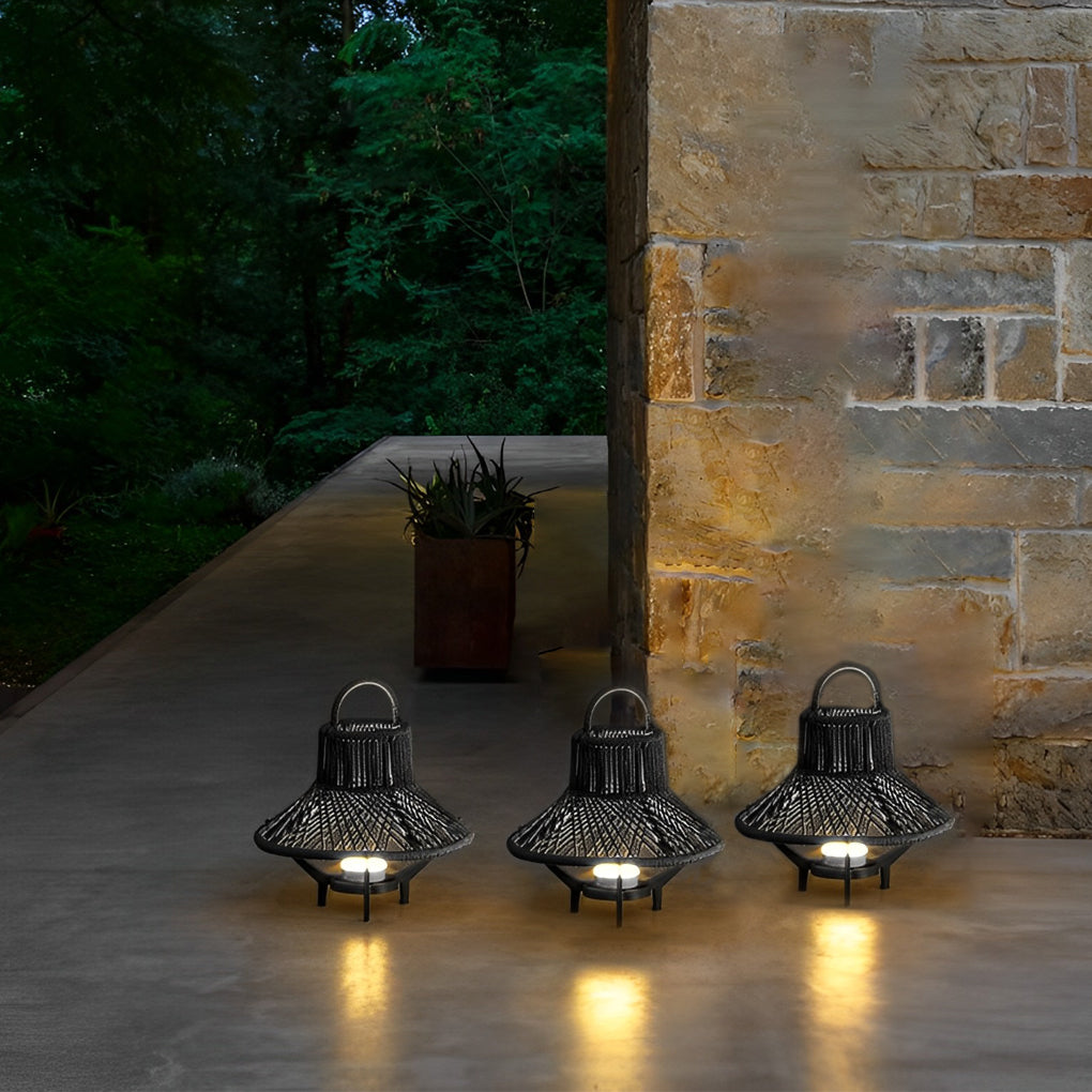 Tribal Metal Floor Lamp for Outdoor Use