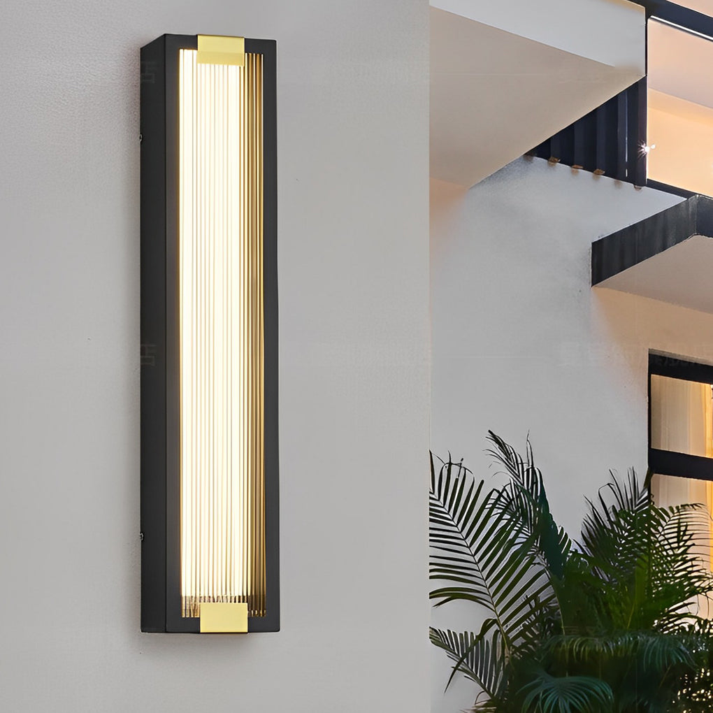 Modern Rectangular Outdoor Wall Sconce — Black Stainless Steel & Acrylic, LED 20W, 24", Waterproof, 3000K/4000K/6000K