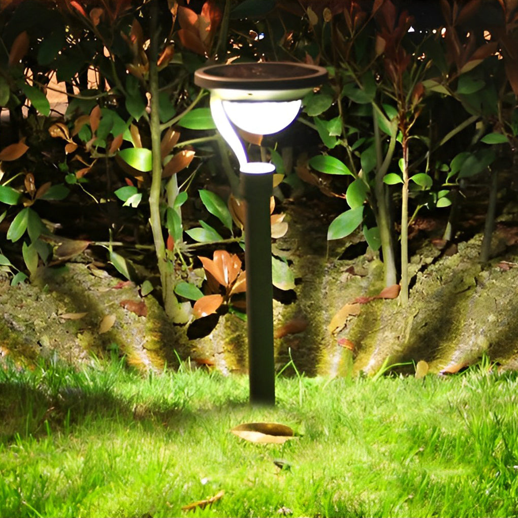 Half-Sphere Solar Bollard Light — Aluminum, LED 3000K Warm White, IP44, 6" × 22"