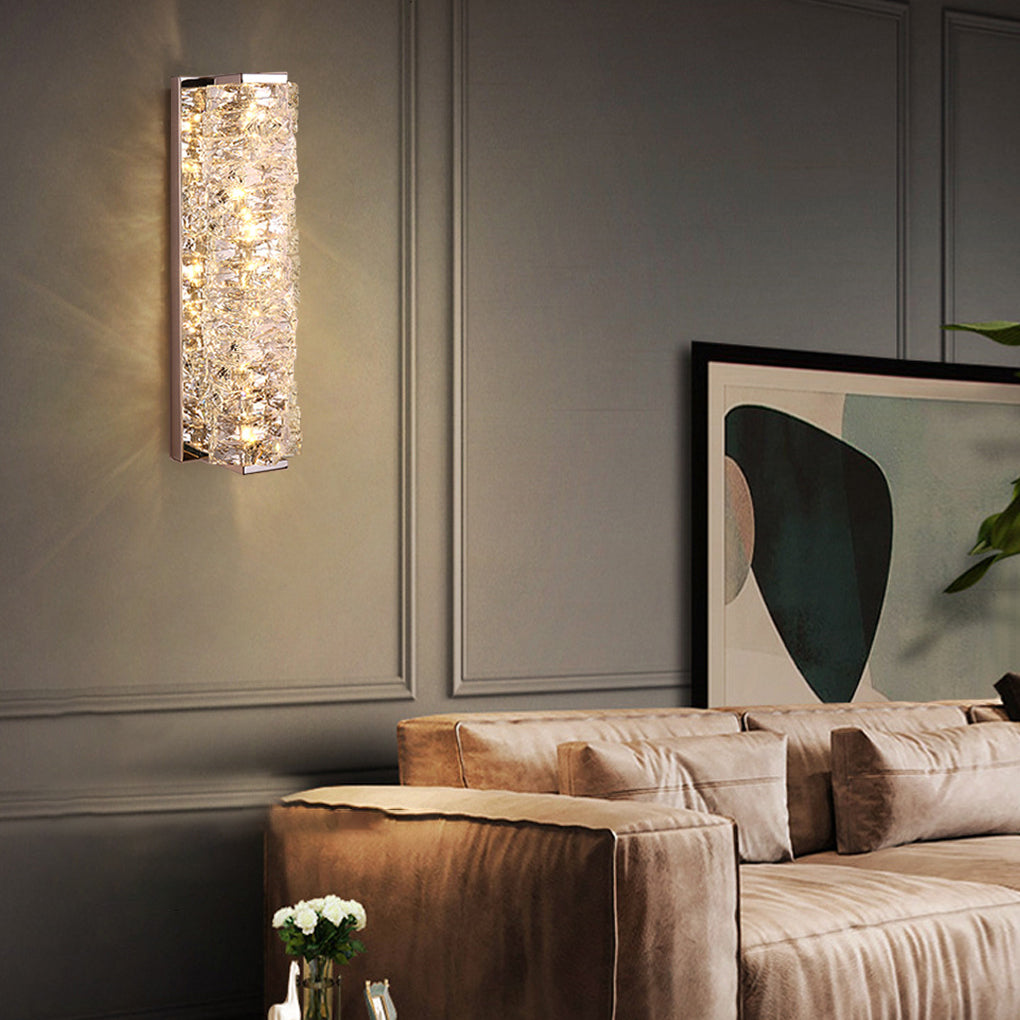 Modern Crystal Wall Sconce — Stainless Steel, 10W LED, Three-Step Dimming (3000K/4000K/6000K)