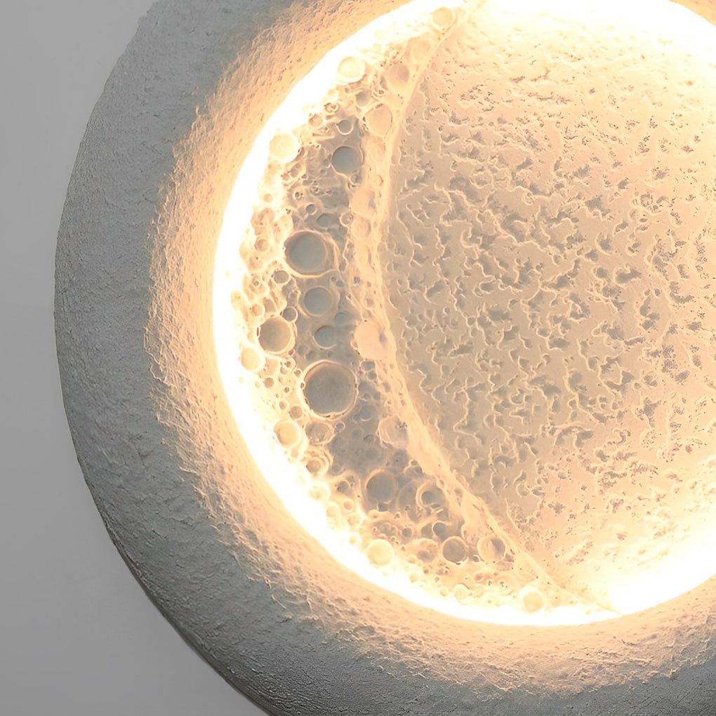Moon Shape Outdoor Wall Sconce — Concrete, 10W LED, 3000K Warm White, 16" Diameter, IP Waterproof