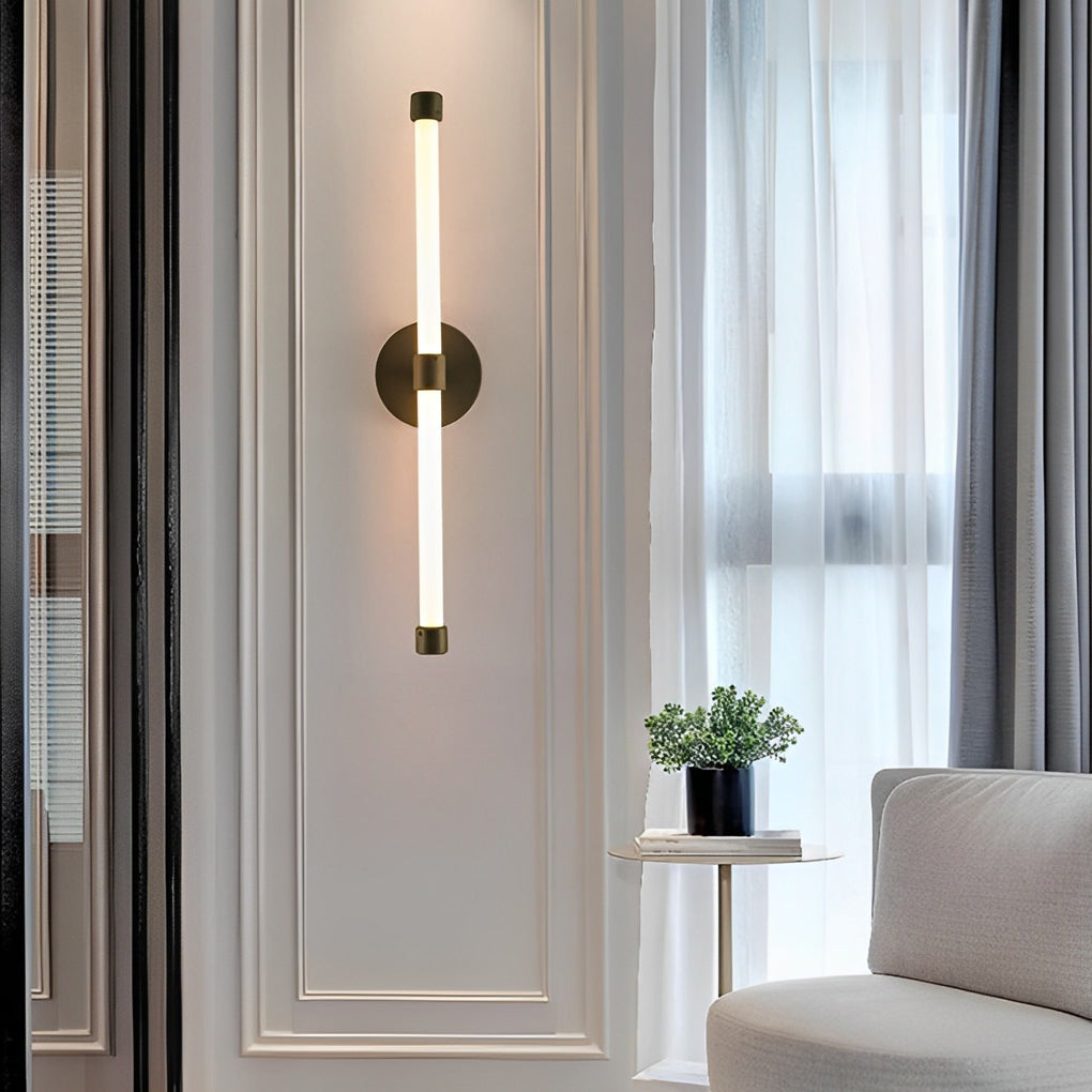 Minimalist Strip LED Wall Sconce — Iron and Acrylic, 10W, Three-Step Dimming, 3000K/4500K/6000K, 24" Linear