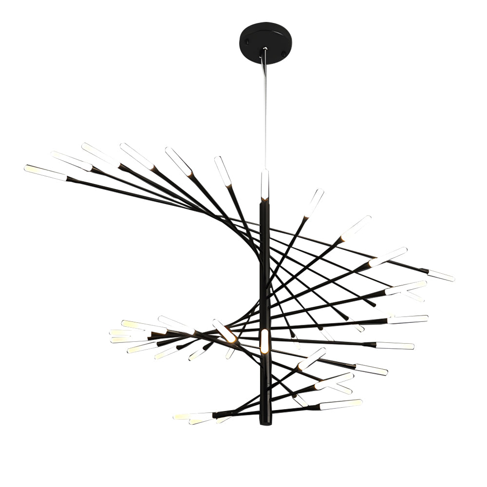 Spiral Sputnik Chandelier — Iron, Aluminum & Acrylic, 10/15/20-Light, Dimmable 3000K–6000K, Gold or Black