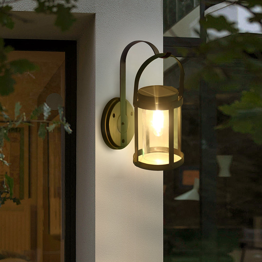 Lantern Outdoor Solar Wall Sconce — Black ABS, LED, 2800–3200K, IP Weatherproof, 5" Diameter
