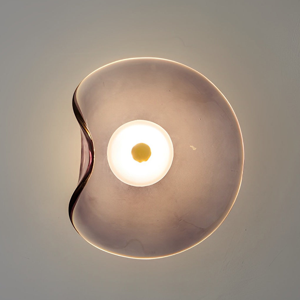 Postmodern Irregular Round Glass Wall Sconce — 10" Diffused, Warm White 3000K, Brown / Smoke Gray / Light Purple