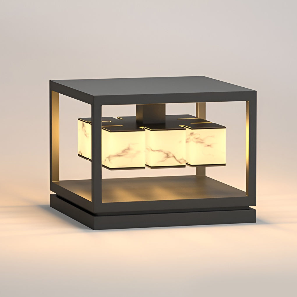Modern Square Solar Deck Post Cap Light — Stainless Steel & PC, LED, IP65 Weatherproof, Warm White 3000K
