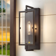 Industrial Rectangular Wall Sconce — Black Iron, E26, 5"W × 13"H