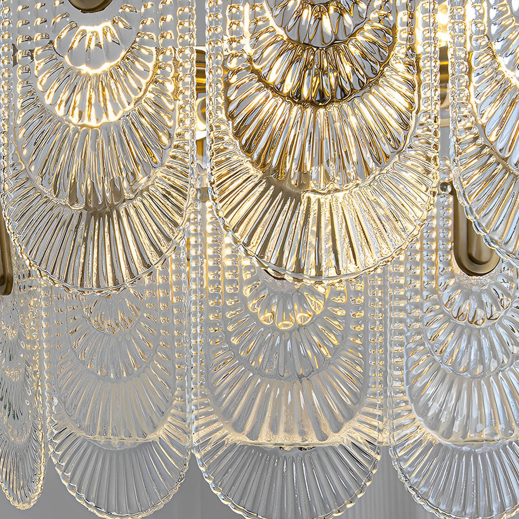 Round French Court Glass Chandelier — Copper Hardware, Three-Step Dimming (3000K/4500K/6000K), 15.7"–23.6"