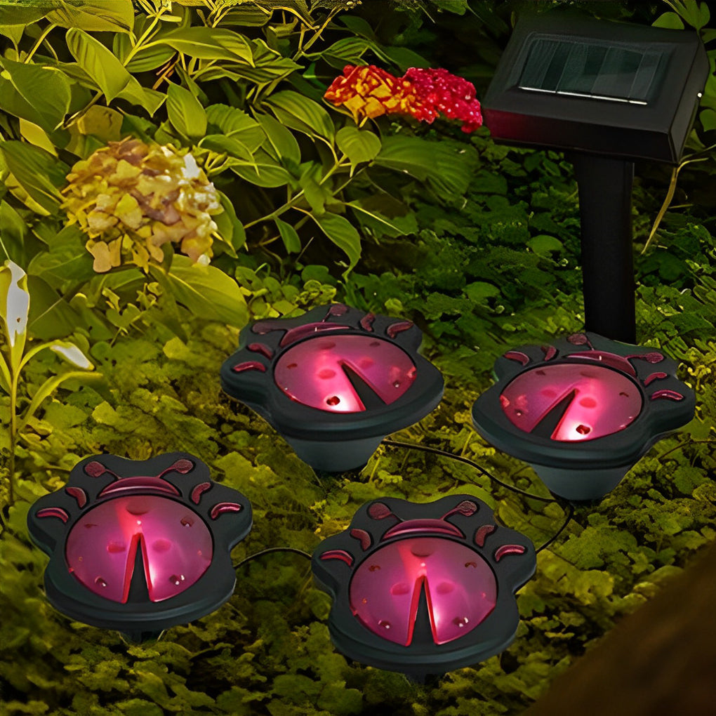 Resin Animal Figurine Solar Garden Lights — Birds, Snails, Butterflies & Ladybugs, 4-Pack, LED, Waterproof