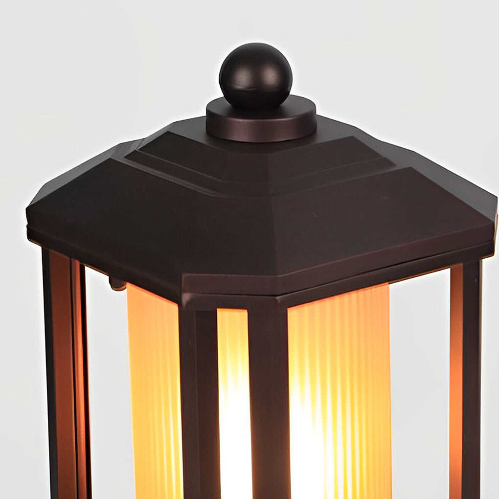 Outdoor Pillar Lamp in Retro Aluminum - Waterproof Rose Gold American Style