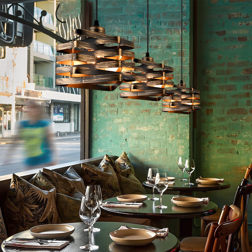 Retro Industrial Interwoven Iron Mini Pendant — E27/E26, 60W Max, 39.4" Adjustable, Gold / Copper / Black